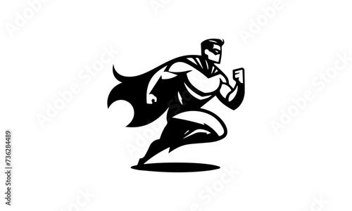 SUPERHERO mascot logo icon , black and white hero mascot logo icon , superman mascot logo icon 04