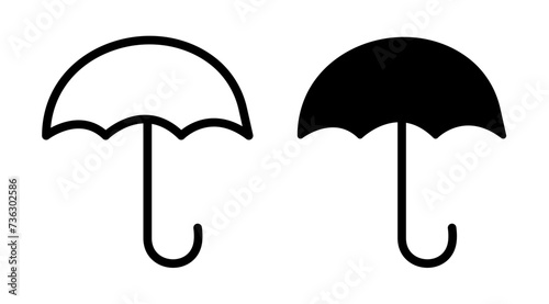 Precipitation Shield Line Icon. Rain Guard Icon in Black and White Color.