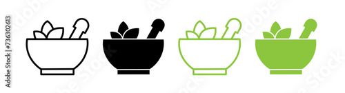 Natural Medicine Line Icon. Herbal Treatment Icon in Black and White Color.