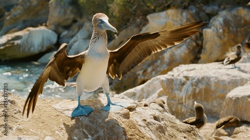 Blue-footed Booby Dance at Sunrise