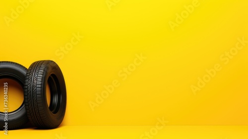 Yellow background with car tires
