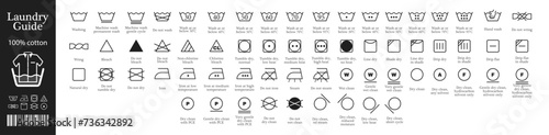 Washing symbols set. Laundry icons. Hand and machine wash symbols