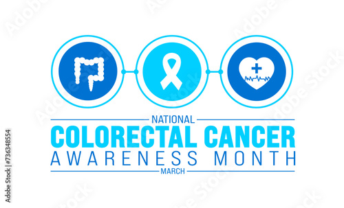 March is Colorectal Cancer Awareness Month background template. Holiday concept. use to background, banner, placard, card, and poster design template with text inscription and standard color. vector 