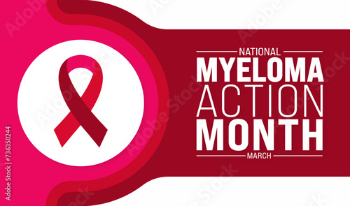 March is Myeloma Action Month background template. Holiday concept. use to background, banner, placard, card, and poster design template with text inscription and standard color. vector illustration.