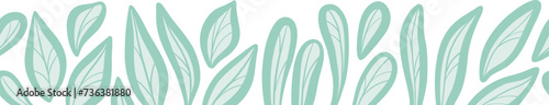 Seamless repeating leaf border, vector illustration banner with leaves, hand drawn foliage repeat design