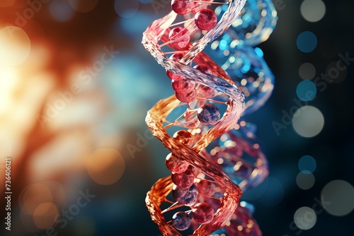 abstract illustration of human dna close up on blurred background