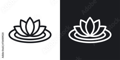 Water lily icon designed in a line style on white background.