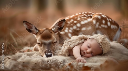 lullaby baby, cute deer and sleeping baby