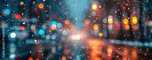 Snowfall at night in the city animated with an artistic anime touch. Concept Anime-inspired Snowfall, Cityscape at Night, Artistic Animation, Winter Wonderland, Magical Atmosphere
