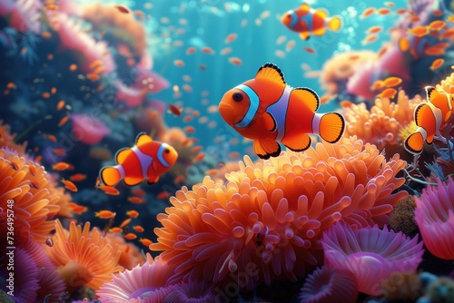 clownfish, coral reefs, exotic fish, vibrant underwater world, underwater ecosystems