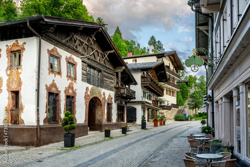 Historic buildings at the old town of Garmisch-Partenkirchen