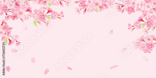 手書き水彩 桜のフレーム