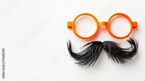 Illustration of a pair of comical glasses and mustache for April Fools' Day. Funny glasses in prank concept on white background. Happy April Fool's Day.