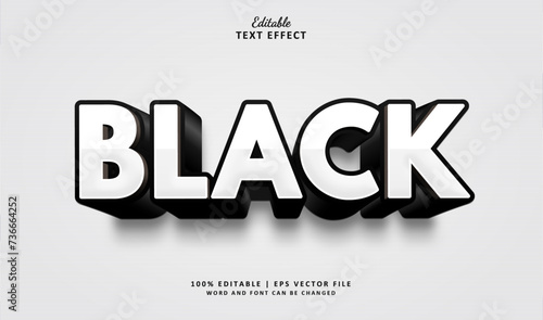 Black editable text effect style 3d Bold Simple & Minimal 