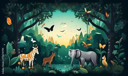 flat world wildlife day illustration design