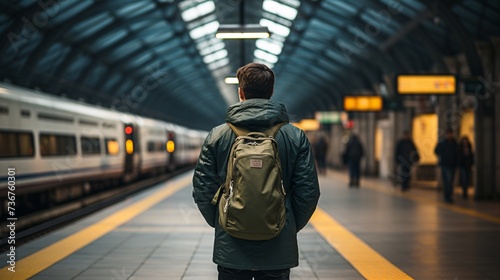 a man standing in a train station