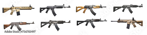 Collection of side view of a Type 56 assault rifle isolated on transparency background PNG