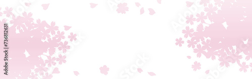 バナー 桜 さくら フレーム 背景 春 花 シルエット コピースペース イラスト素材