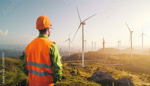 Windmill Engineer Assessing Renewable Energy Site 