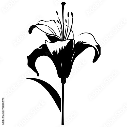 lilly flower black silhouette logo svg vector, lilly flower icon illustration.