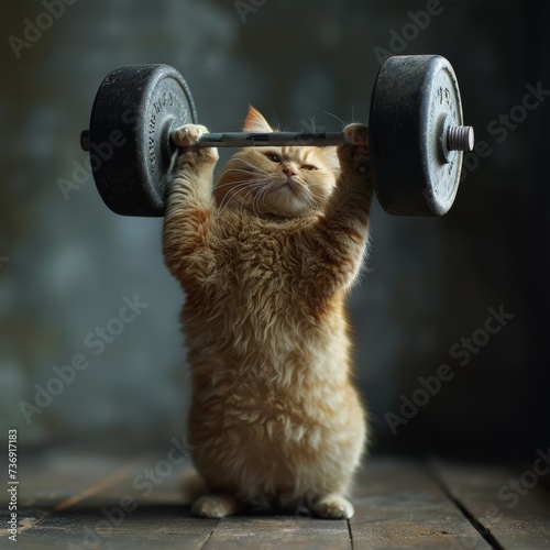Obese Cat Lifting Weights