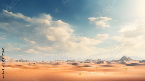 Fantasy landscape with sand dunes and mountains. 3d illustration
