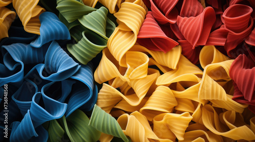 Colorful raw Italian pasta background
