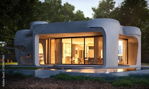 3Dプリント住宅。最新の機械を使った新技術住宅建築｜3D printed house. New technology housing construction using the latest machinery. Generative AI 
