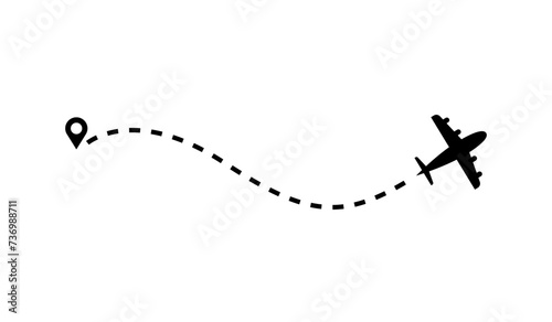 Icon of a fun airplane travel route, heart route SVG file