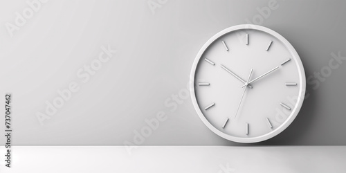 White simple clock on a light background, copy space