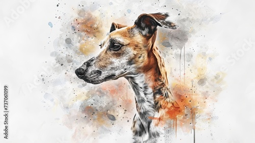 Graceful Elegance: Watercolor Portrait of Italian Greyhound in Soft, Transparent Hues