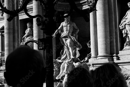 detail of the Trevi fountain in Rome, called the Fontanone, Italy. Year of construction 1732