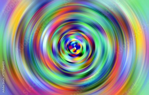 Wirujące w ruch okrężnym kolorowe koncentryczne okręgi, rozmycie ruchu - abstrakcyjne tło, tapeta, gradient