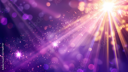 Celestial Light Rays Emanating From Bright Star in Purple Nebula