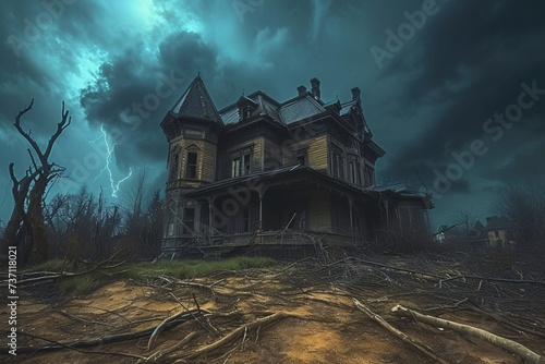 Haunted Mansion A Stormy Night in October Generative AI