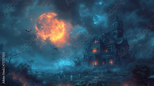 Gothic Castle at Night A Hauntingly Beautiful Scene Generative AI