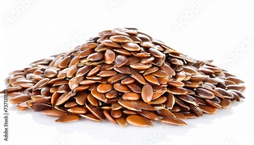 flax seeds on white background