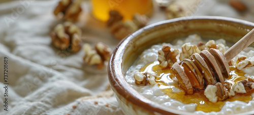 Cottage cheese with Walnuts and Honey Drizzle