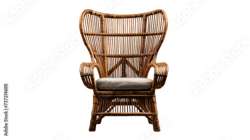 a chair woven and standing alone against, Isolated on transparent PNG background, Generative ai