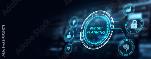 Budget planning business finance concept on virtual screen interface. Business, technology concept. 3d illustration
