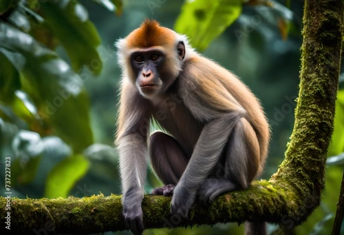 white tailed macaque sitting