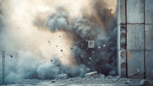 Explosion in a concrete wall