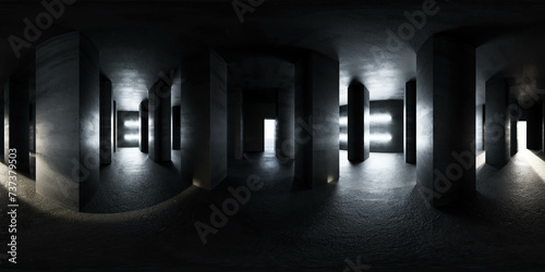 Dark Hallway With a Light at the End 360 panorama vr environment map