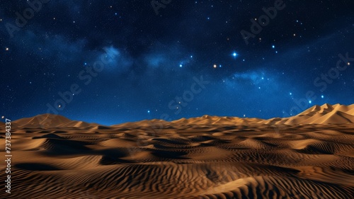 Starry Night Over Desert Dunes - A clear night sky reveals a blanket of stars over the sweeping desert dunes.