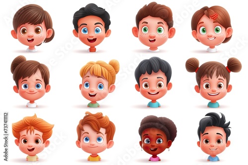 3D diverse kids avatar set