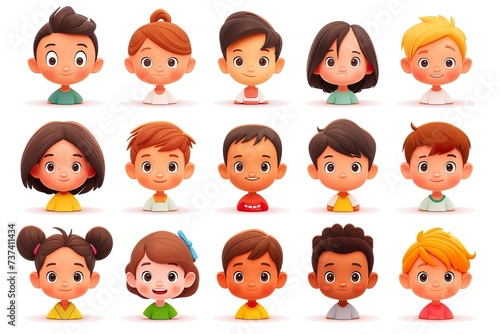 3D diverse kids avatar set