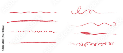 Strike through underlines set in doodles style. Brush stroke markers collection. Typography ink brush lines.
