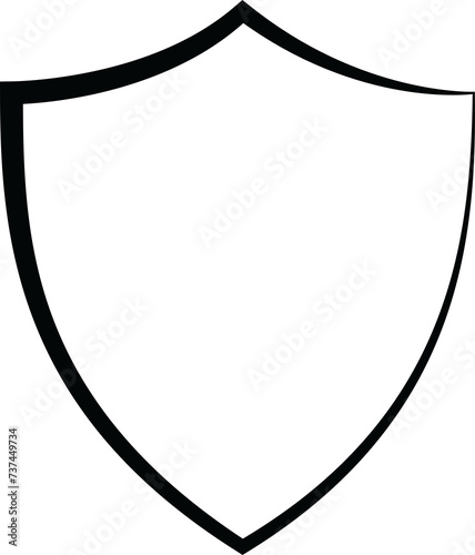 New design empty shield icon outline on transparent Background