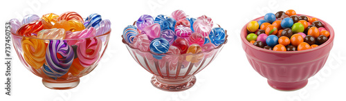 Set of candy bowl. isolated on a transparent background