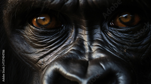 Super Macro Close-up of gorilla. Full HD Background. Generative AI,